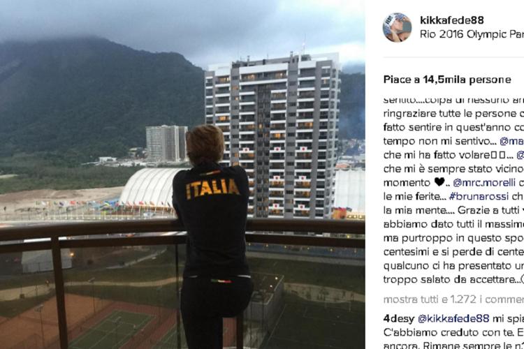 Il post di Federica Pellegrini su Instagram dopo la sconfitta a Rio