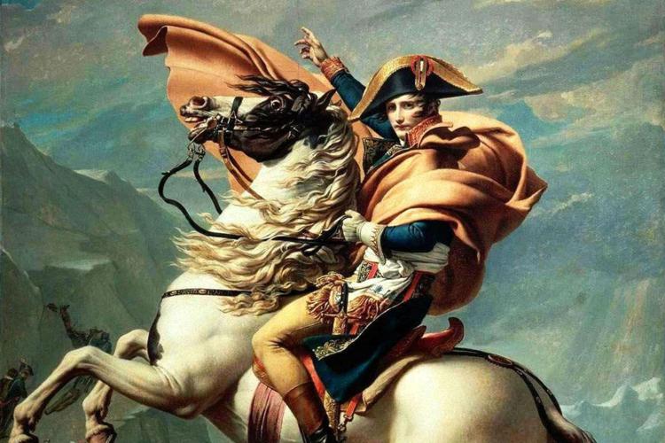 'Napoleone attraversa le Alpi', dipinto di Jacques-Louis David (foto da Wikipedia)