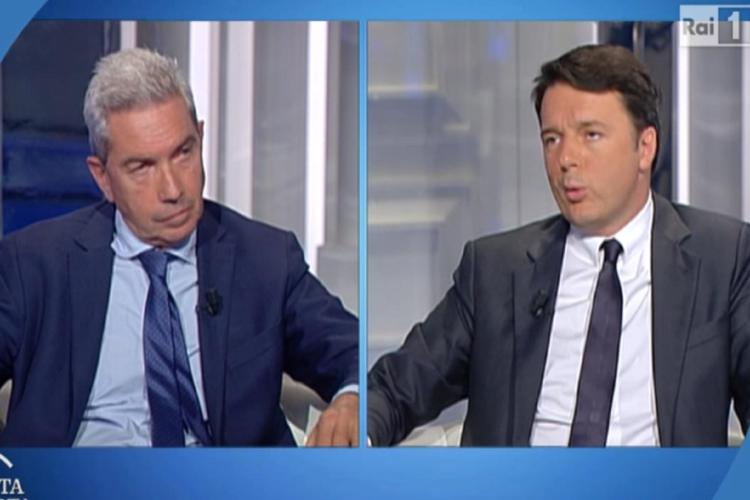 Padellaro e Renzi - puntata 'Porta a Porta' (fermo immagine video Rai)
