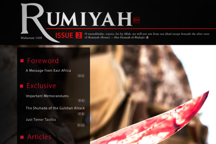 La copertina di 'Rumiyah', rivista online dell'Isis