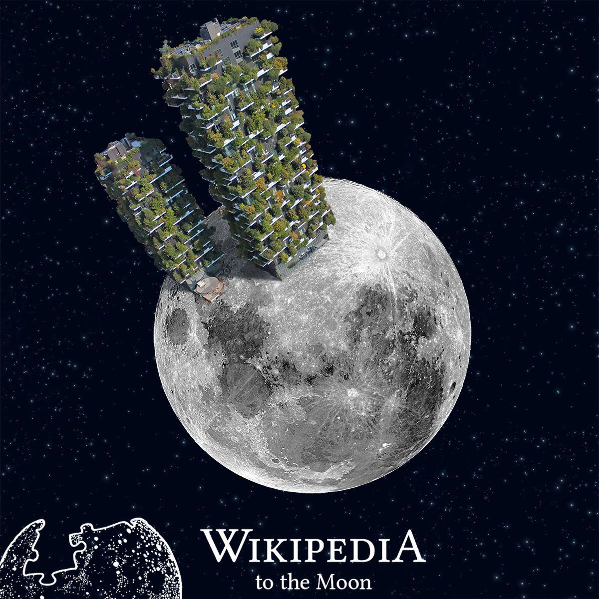 Il Bosco Verticale in partenza sulla Luna con la vetrina di Wikipedia