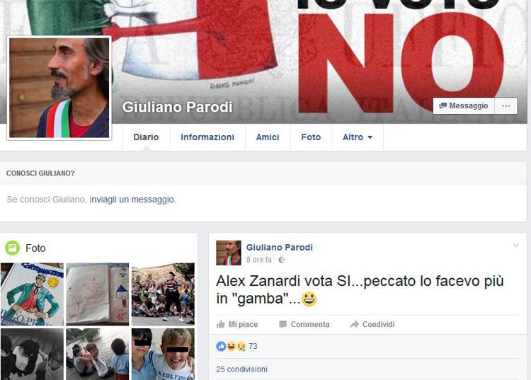 Il post su Facebook, poi rimosso, del sindaco di Suvereto Giuliano Parodi