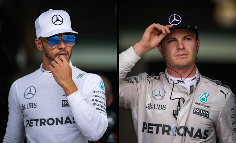 I piloti della Mercedes Lewis Hamilton e Nico Rosberg  - AFP