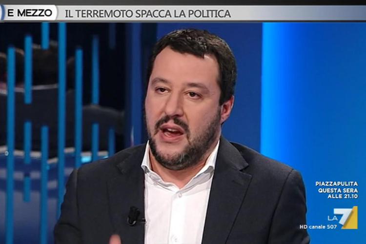 Matteo Salvini a 'Otto e mezzo' (fermo immagine da video)