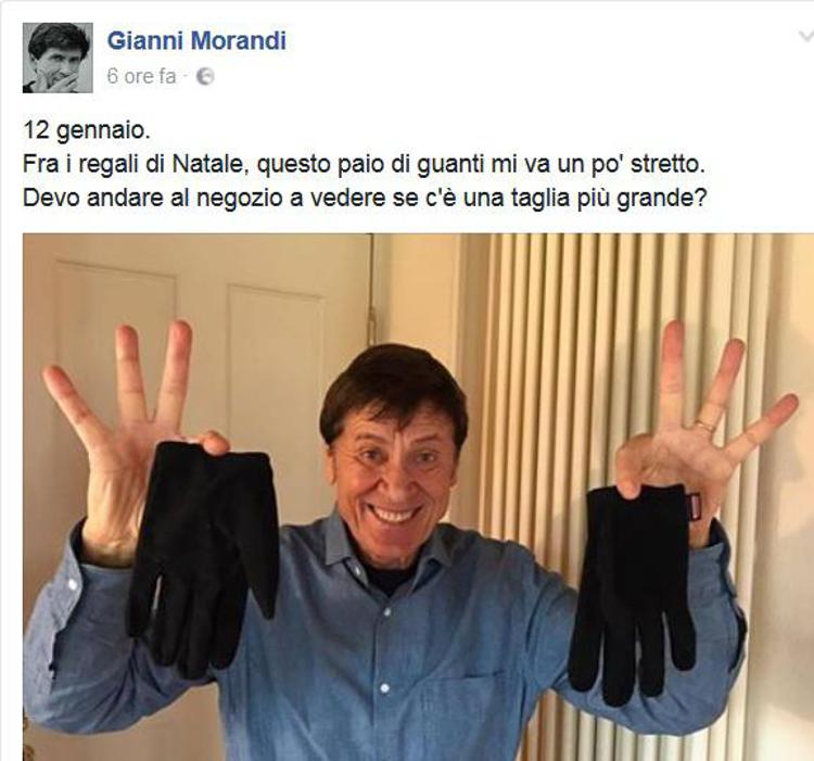 'I guanti mi stanno stretti', Gianni Morandi 'sfida' Facebook