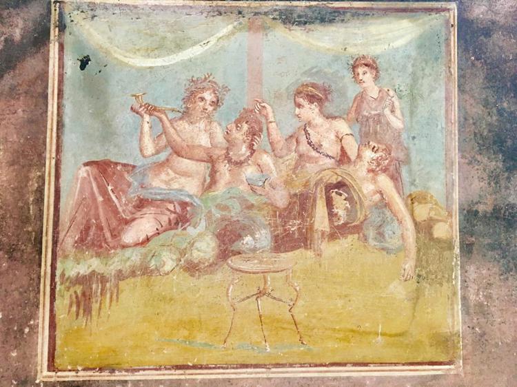 Affresco del triclinio dei Casti amanti a Pompei