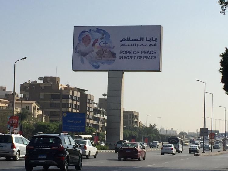Placards welcome Francis to Cairo ahead of visit