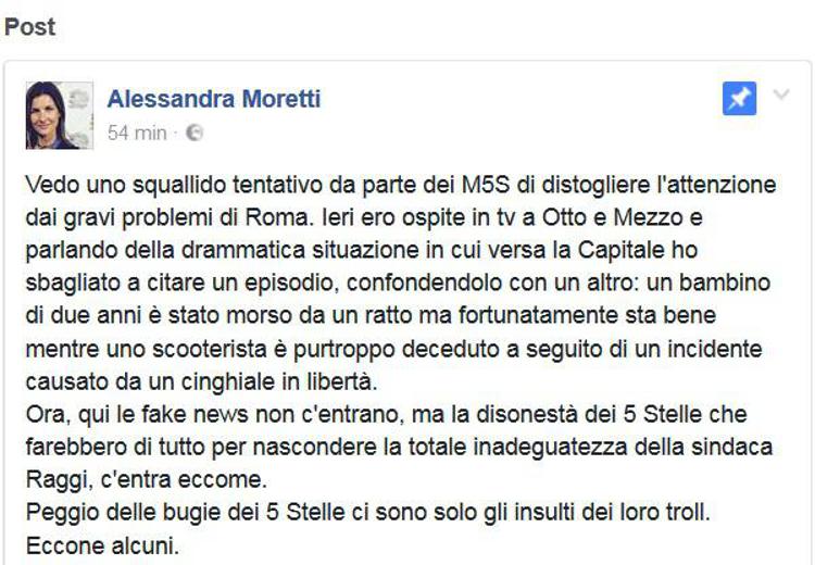 M5S-Moretti, duello su Roma tra 'fake news' e 'troll'