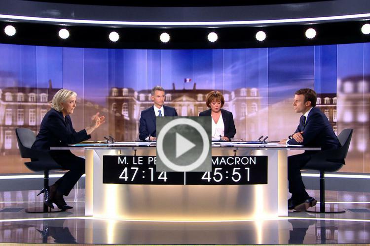 Macron-Le Pen, lite e insulti in tv