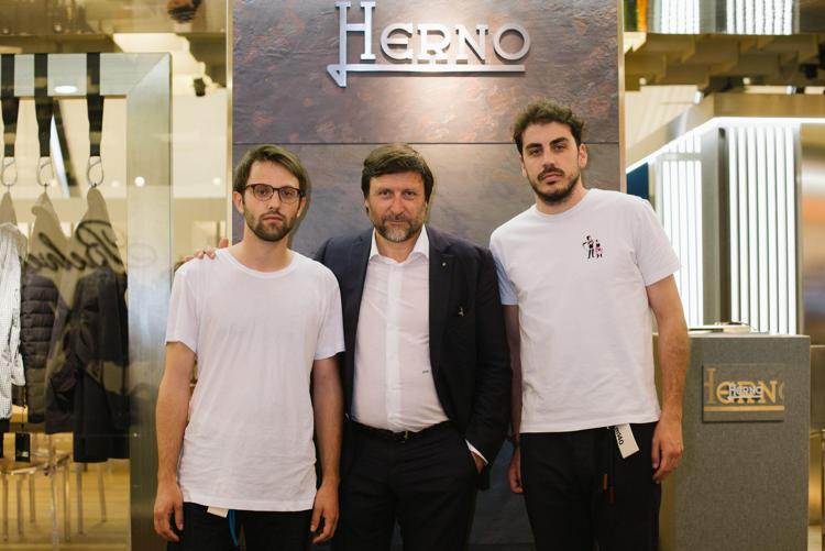 Stefano Ghidotto, Michele Canziani e al centro Claudio Marenzi, presidente di Herno 