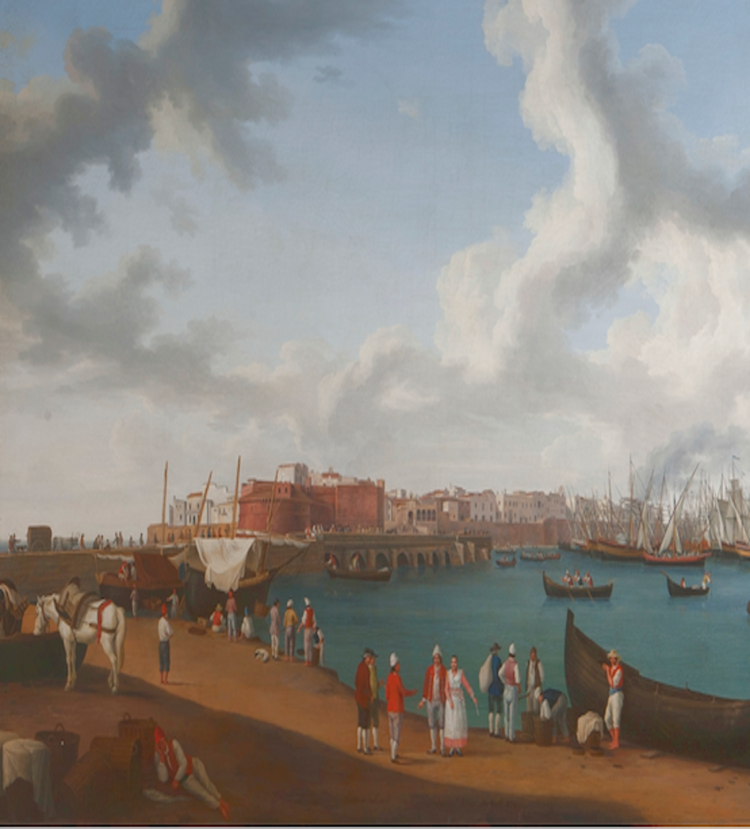 Il porto di Gallipoli dipinto da Jakob Philipp Hackert, particolare