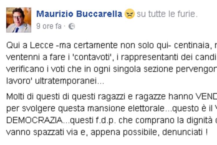 (post Facebook Maurizio Buccarella)