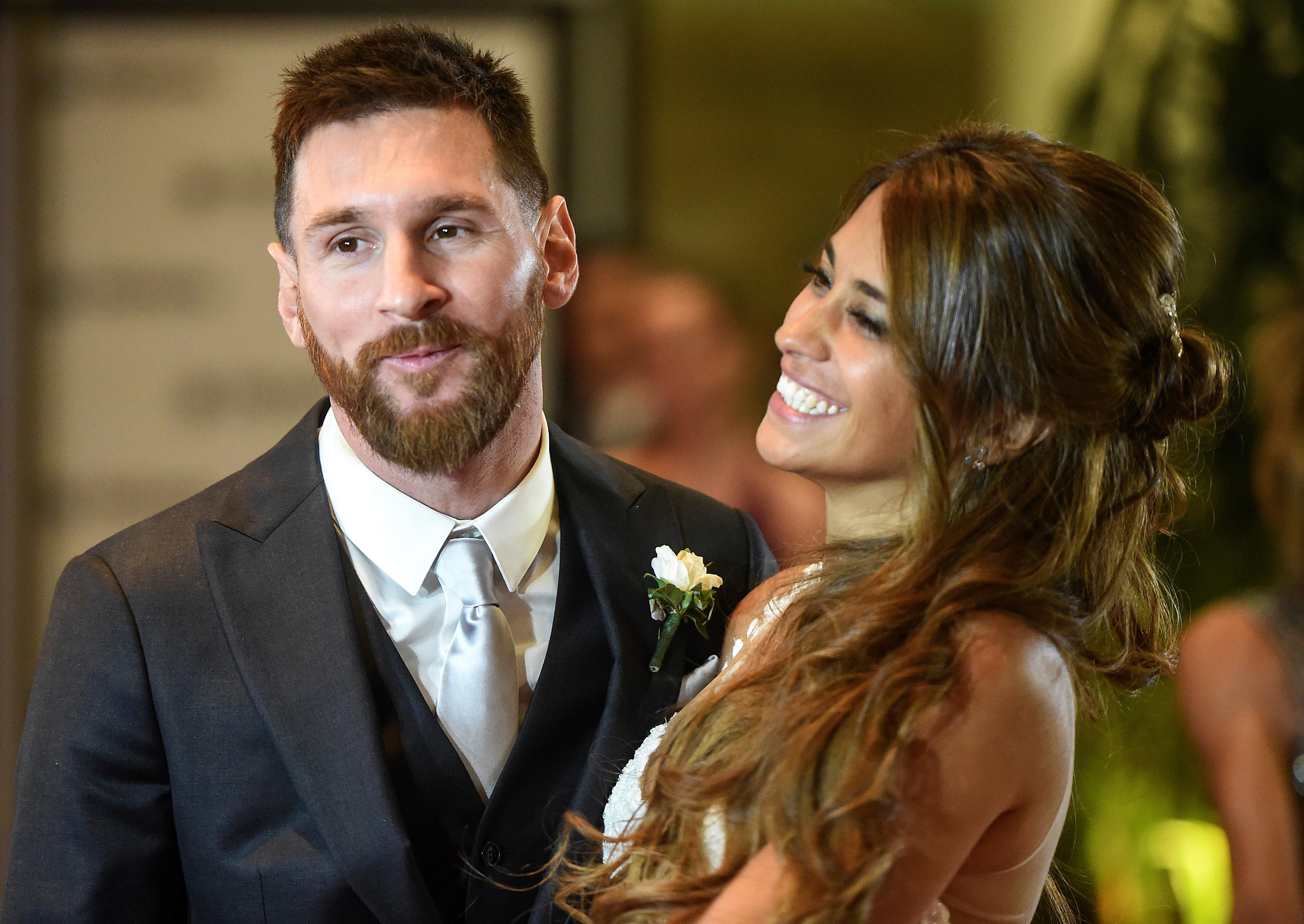 Lionel Messi e Antonella Roccuzzo (Foto Afp)