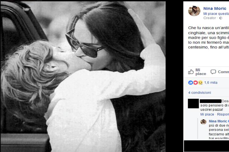 Il post di Nina Moric su Facebook dedicato al figlio Carlos, affidato alla nonna paterna