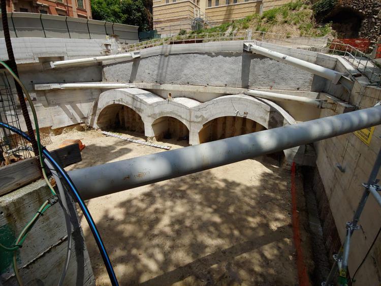 Gli scavi della nuova stazione Flaminio di Roma (Adnkronos)