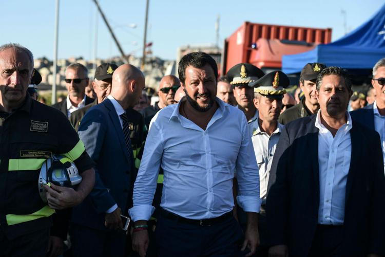 Salvini a Genova (Afp)