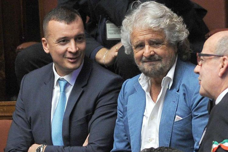 Rocco Casalino e Beppe Grillo (Fotogramma)