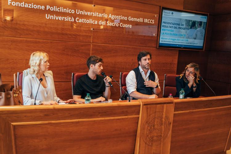 A sinistra Vira Carbone, Federico Cesari, Andrea Iacomini e Daniela Chieffo - Fondazione Policlinico universitario Gemelli Irccs di Roma
