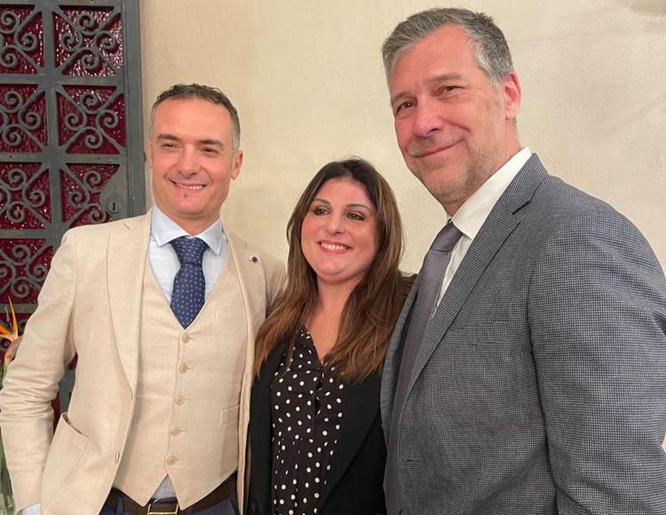 Maria Antonietta Rositani con il medico Salvatore Marafioti e il professor Maurizio Busoni