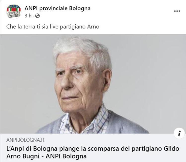Gildo Bugni, dal profilo Facebook Anpi Bologna