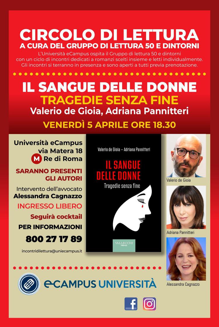 “Il sangue delle donne”. Il 5 aprile all’Università eCampus la presentazione del libro di Valerio de Gioia e Adriana Pannitteri