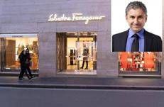 Un negozio Ferragamo e nel riquadro Marco Gobbetti
