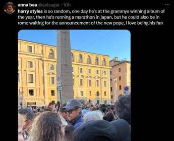 Uno dei tanti tweet sulla presenza di Harry Styles a San Pietro per l'elezione del Papa - annabea /X
