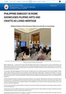 Filippine: L'arte filippina in mostra all'Ambasciata di Roma