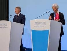 Il governatore della Banca d'Italia, Fabio Panetta, con la presidente della Bce Christine Lagarde (Adnkronos)