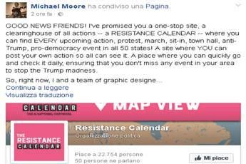 Il calendario della Resistenza, Michael Moore lancia sito anti-Trump Il calendario della Resistenza, Michael Moore lancia sito anti-Trump