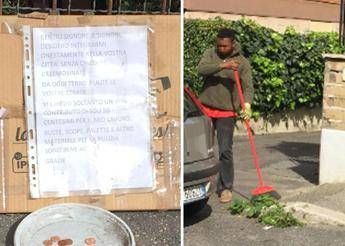 Migrant offers to sweep Rome's streets Migrant offers to sweep Rome's streets