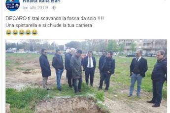 Bari, attacco choc a sindaco Decaro su Fb: Ti scavi la fossa Bari, attacco choc a sindaco Decaro su Fb: Ti scavi la fossa