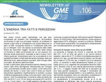Energia, è on line il nuovo numero della newsletter Gme Energia, è on line il nuovo numero della newsletter Gme