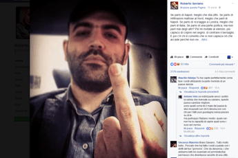 Saviano, dito medio su Fb: Non mi ridurrete al silenzio Saviano, dito medio su Fb: Non mi ridurrete al silenzio