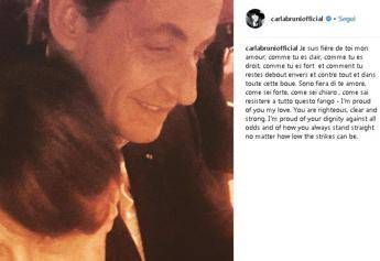 Sono fiera di te, la dedica di Carla Bruni al marito Sono fiera di te, la dedica di Carla Bruni al marito