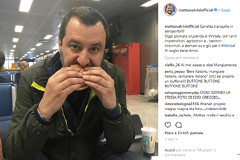 Mangiamo italiano!, poi Salvini fa sosta al fast food Mangiamo italiano!, poi Salvini fa sosta al fast food