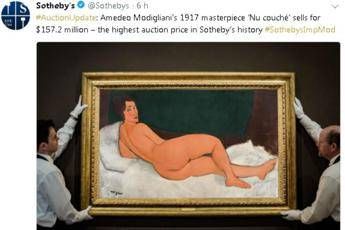 Nudo di Modigliani venduto a 157 milioni di dollari Nudo di Modigliani venduto a 157 milioni di dollari