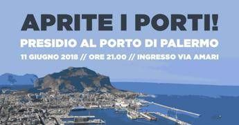 'Aprite i porti', il presidio a Palermo 'Aprite i porti', il presidio a Palermo
