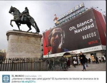 Netflix augura un 'bianco Natale' a Madrid con 'Narcos', è polemica Netflix augura un 'bianco Natale' a Madrid con 'Narcos', è polemica