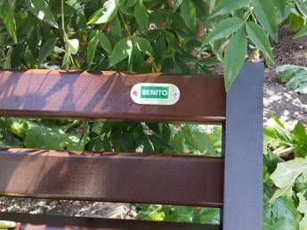 New benches outside Mussolini's Rome HQ labelled 'Benito' New benches outside Mussolini's Rome HQ labelled 'Benito'