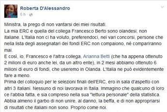 Ministro Giannini non si vanti dei miei risultati, l'ira della ricercatrice su Facebook