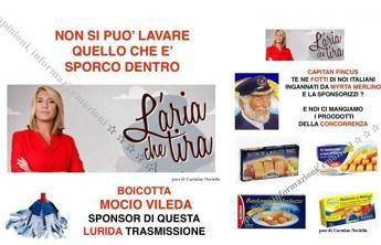 'L'Aria che tira' parla male del M5S: boicottaggio dei grillini contro mocio e bastoncini di pesce 'L'Aria che tira' parla male del M5S: boicottaggio dei grillini contro mocio e bastoncini di pesce