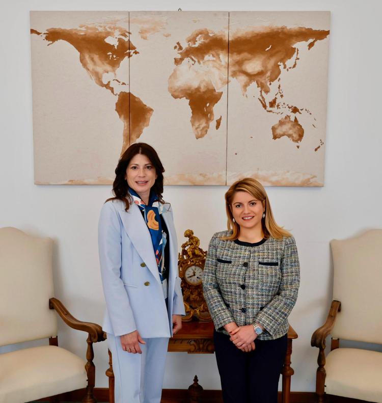 Italy's foreign undersecretary Maria Tripodi (R) with the Nato secretary-general’s special representative for Women, Peace and Security, Irene Fellin (L)