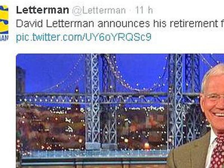 Letterman dà l'addio alla tv: ''Grazie a tutti ma nel 2015 mi ritiro''