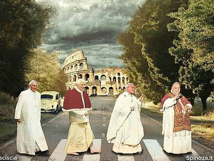 Via della Conciliazione come Abbey Road, i 4 Papi diventano i Beatles