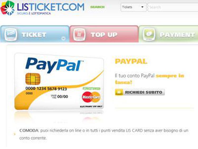 Paypal disponibile su Listicket.com, piu' facile pagare bollette