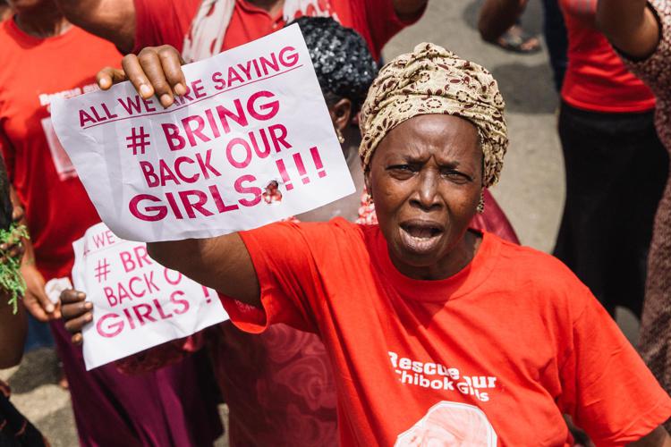 Manifestazione per il rilascio di circa 200 studentesse rapite a Chibok (Infophoto) - INFOPHOTO