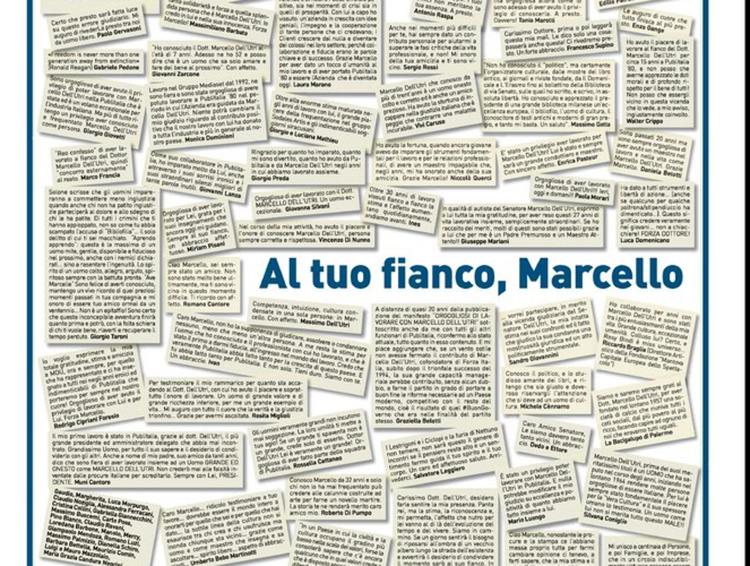 ‘Al tuo fianco, Marcello’. Pagina del ‘Corsera’ comprata per Dell’Utri