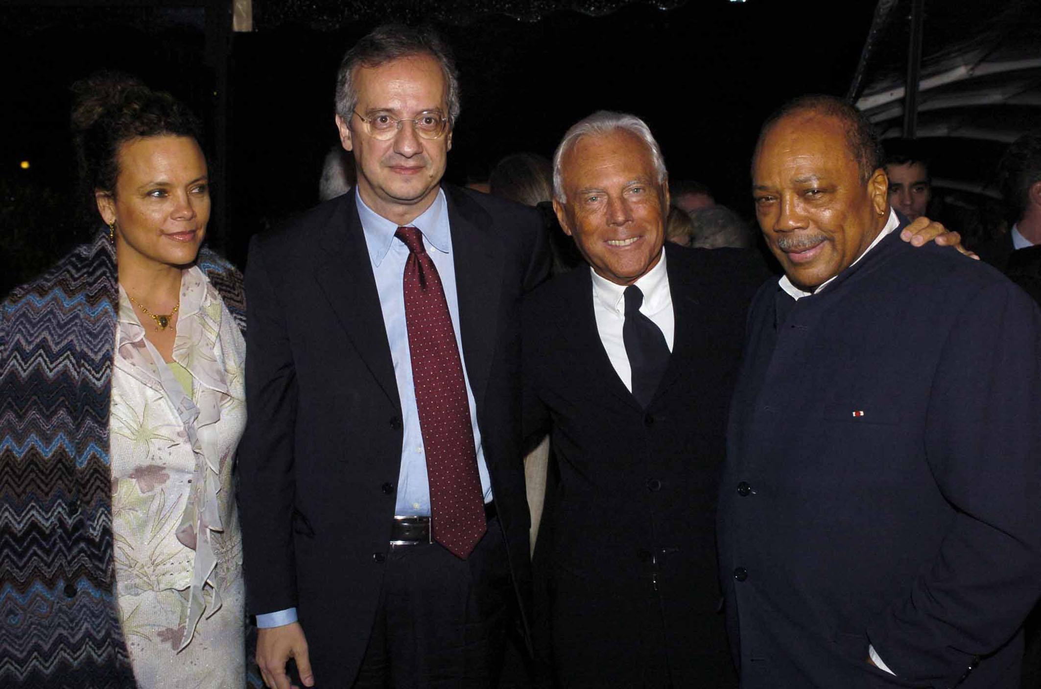 Armani con Walter Veltroni e Quincy Jones