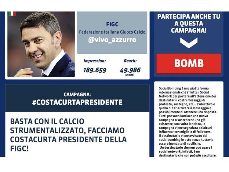 #COSTACURTAPRESIDENTE: la Presidenza della FIGC diventa campagna online sulla piattaforma Socialbombing.org